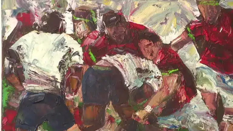 VIDÉO. « Des couleurs très connues et tranchantes », le rugby selon le peintre Reg Alcorn, exposé à Brive